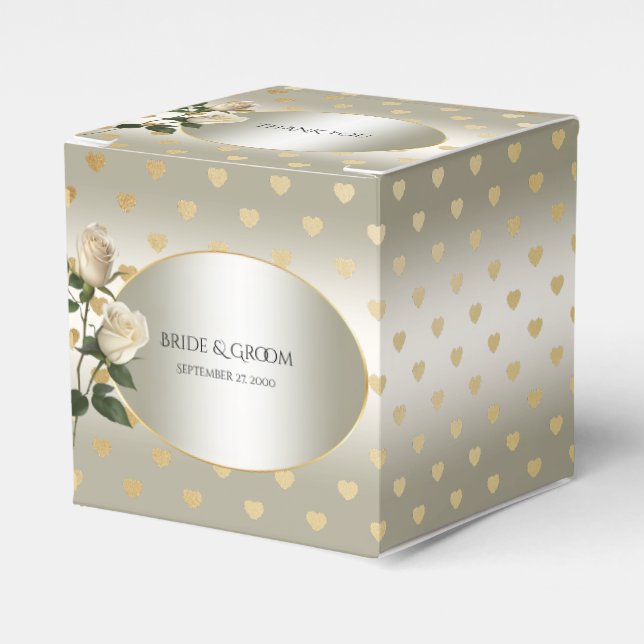Ballotins White Roses Gold Hearts Ballotin (Verso)