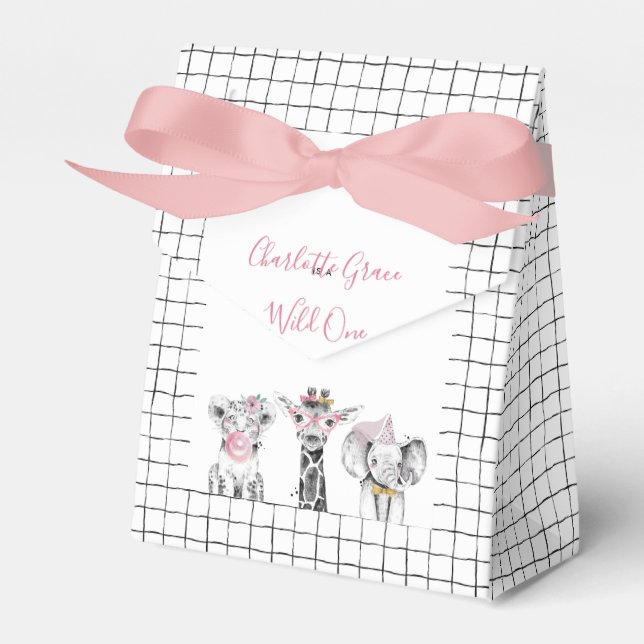 Ballotins Wild One Animal Safari noir blanc rose Anniversair (Verso)