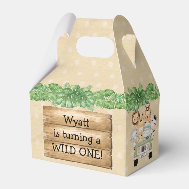 Ballotins Wild One Birthday Safari Animal Favor Box (Verso)