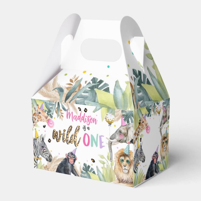 Ballotins Wild One Safari Party Animaux Fille 1er anniversai (Verso)