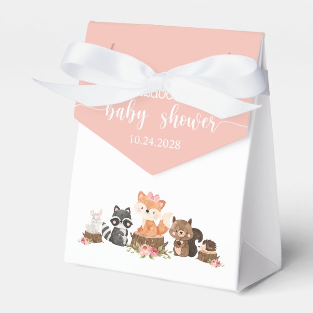 Ballotins Woodland Animal Personnalisé Baby Girl Douche (Verso)