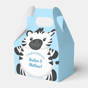 Ballotins Zebra Baby shower Safari Blue Boy
