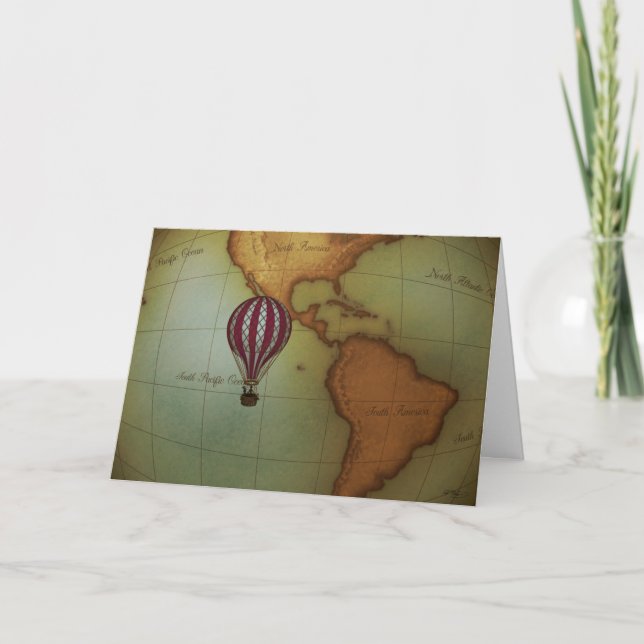 Ballotte à air chaud au-dessus de la carte de l'hé (Devant)