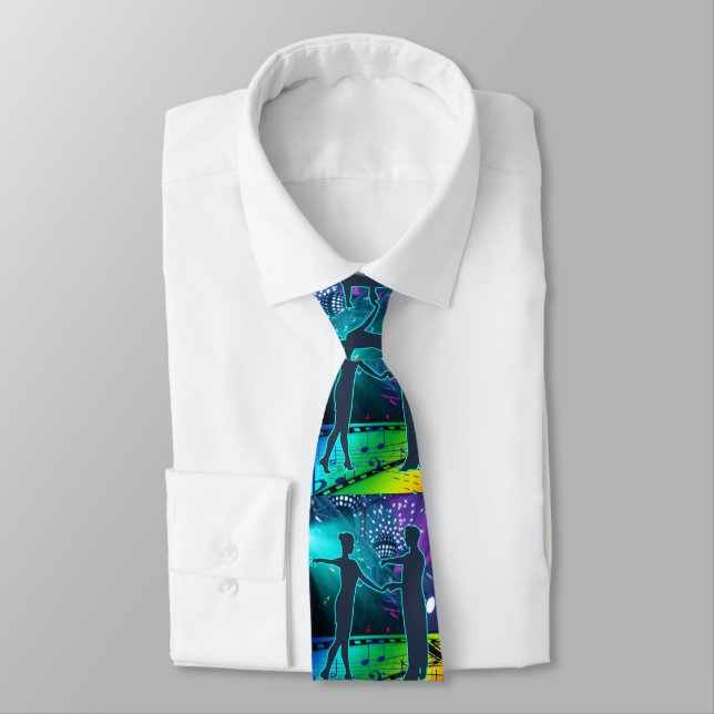 Ballroom Dance Couple 2 On Lighted Dance Floor Tie (Tied)