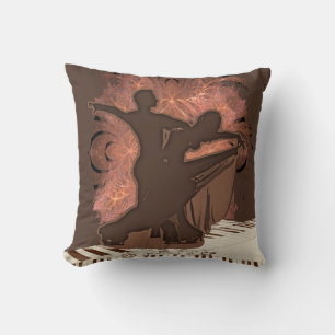 Ballroom Dance Couple on Piano Keys Throw Pillow