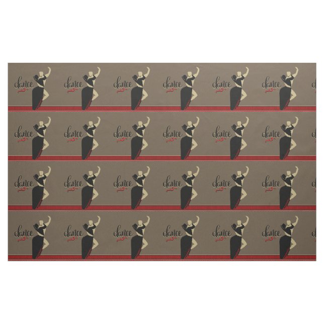 Ballroom Dance Couple Tan Black  9" Fabric (Yard)