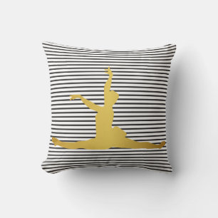 Ballroom Dance Glam Gold Black White Stripes Throw Pillow