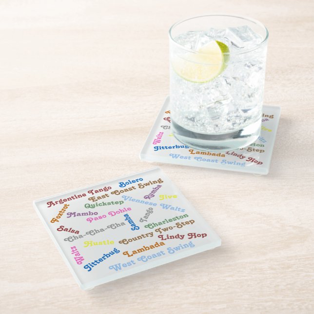 Ballroom Dance Styles Glass Coaster (Angled)