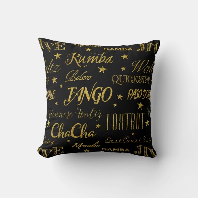 Ballroom Dance Styles Repeat Pattern Custom Colour Throw Pillow (Front)