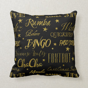 Ballroom Dance Styles Repeat Pattern Custom Colour Throw Pillow