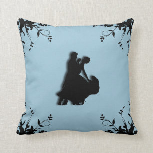 Ballroom Dancers Blue Throw Pillow