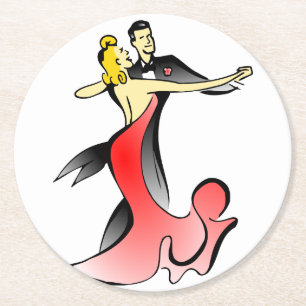 Ballroom Dancers dancing couple swing dance Round Paper Coaster