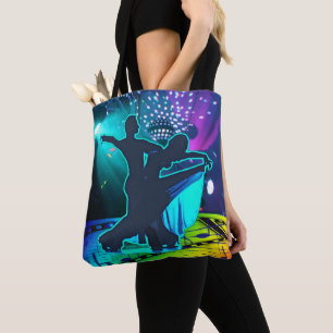 Ballroom Dancers Music Disco Ball Neon Colours Tote Bag