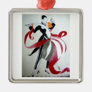 BALLROOM DANCING ART DECO PAINTING METAL ORNAMENT