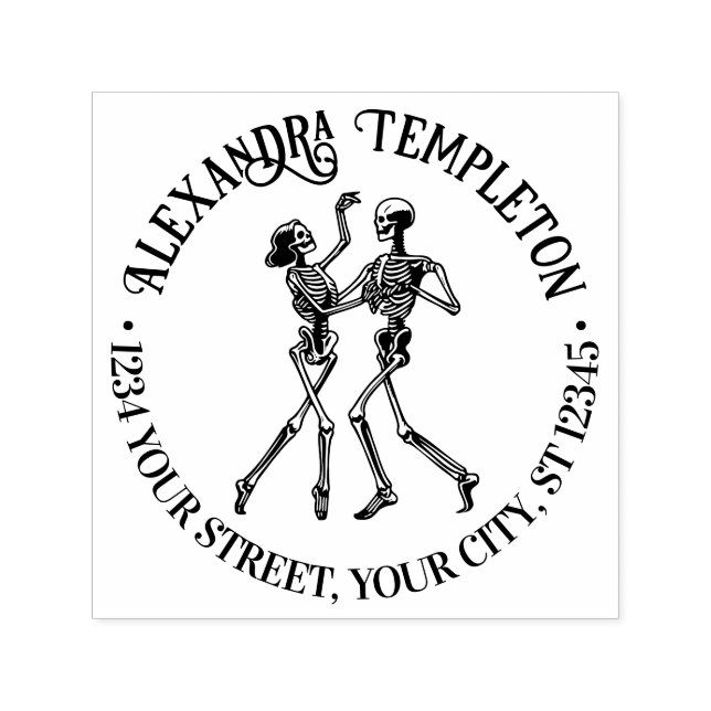 Ballroom Dancing Skeleton Couple Name Ret Address Self-inking Stamp (Design)