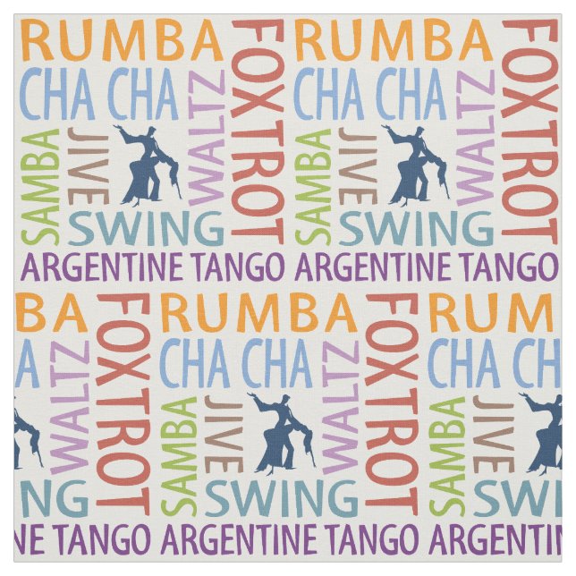Ballroom Dancing Word Art Fabric (Swatch)