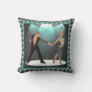 Ballroom Latin Dancers Couple With Spotlights Throw Pillow