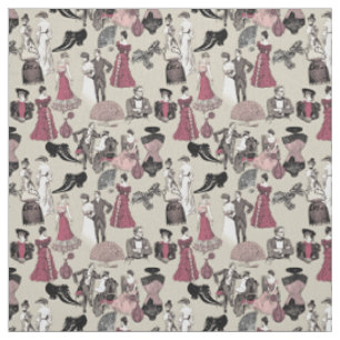 ballroom victorian era fashion toile beige fabric