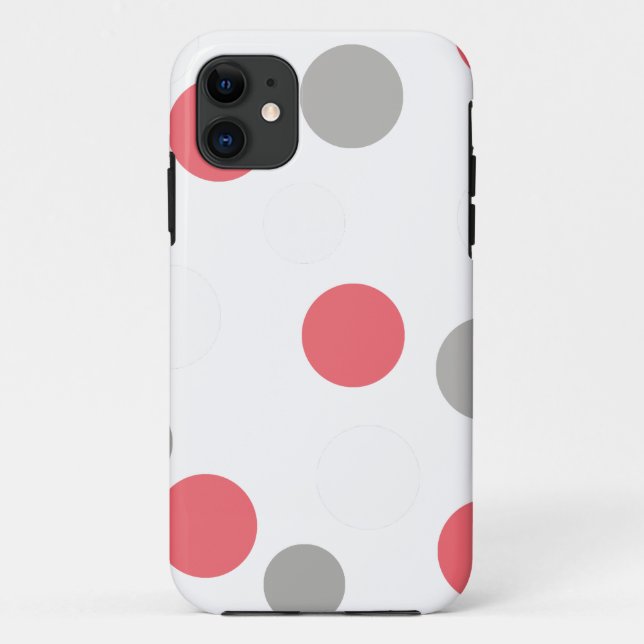 Balls Circles Pattern Grey White Coral Pink Case-Mate iPhone Case (Back)