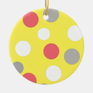 Balls Circles Pattern Grey White Coral Pink Ceramic Ornament