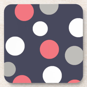 Balls Circles Pattern Grey White Coral Pink Coaster