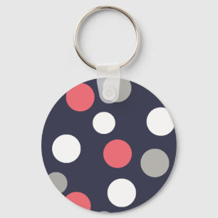 Balls Circles Pattern Grey White Coral Pink Keychain