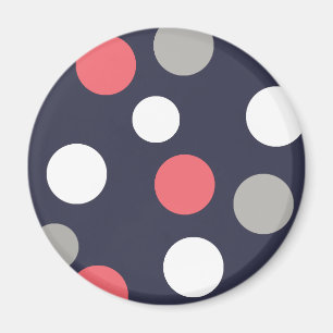 Balls Circles Pattern Grey White Coral Pink Magnet