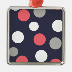 Balls Circles Pattern Grey White Coral Pink Metal Ornament