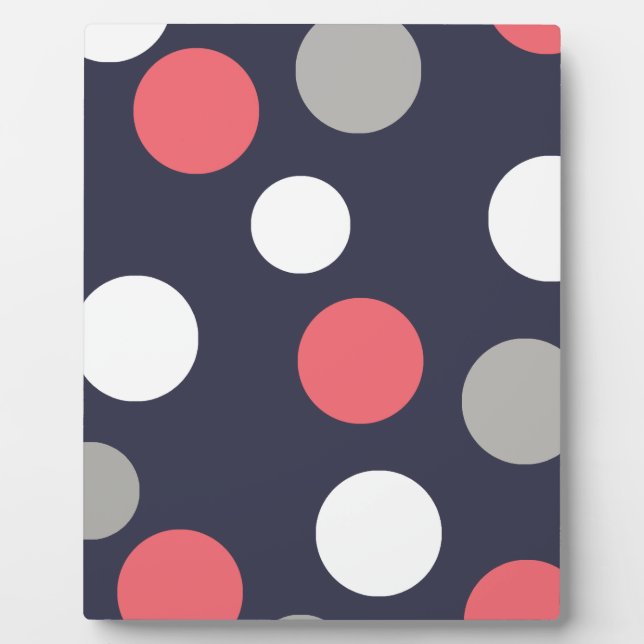 Balls Circles Pattern Grey White Coral Pink Plaque (Front)