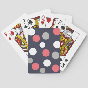 Balls Circles Pattern Grey White Coral Pink Playing Cards