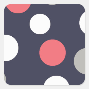 Balls Circles Pattern Grey White Coral Pink Square Sticker
