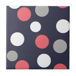 Balls Circles Pattern Grey White Coral Pink Tile