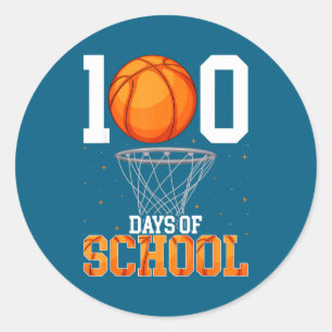 Balls Day School Player Days 100 100th Basketball Classic Round Sticker