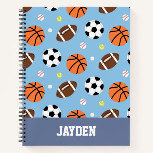 Balls Pattern Sports Kids Personalized Notebook