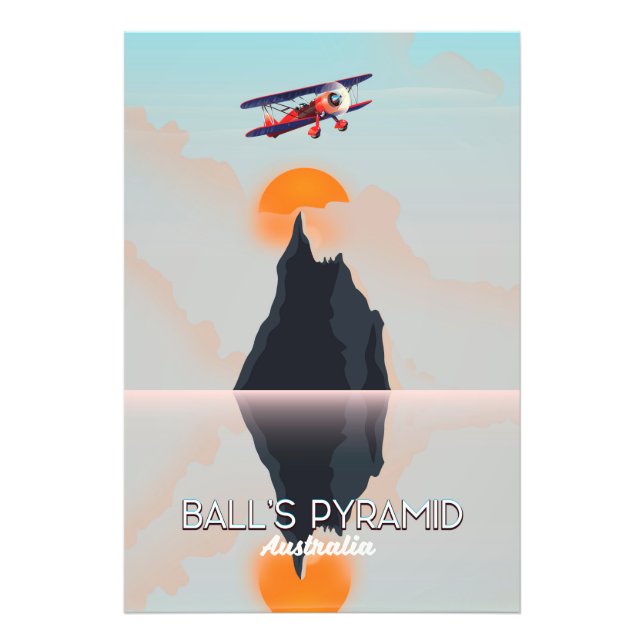 Balls Pyramid Australia vintage flight poster (Front)