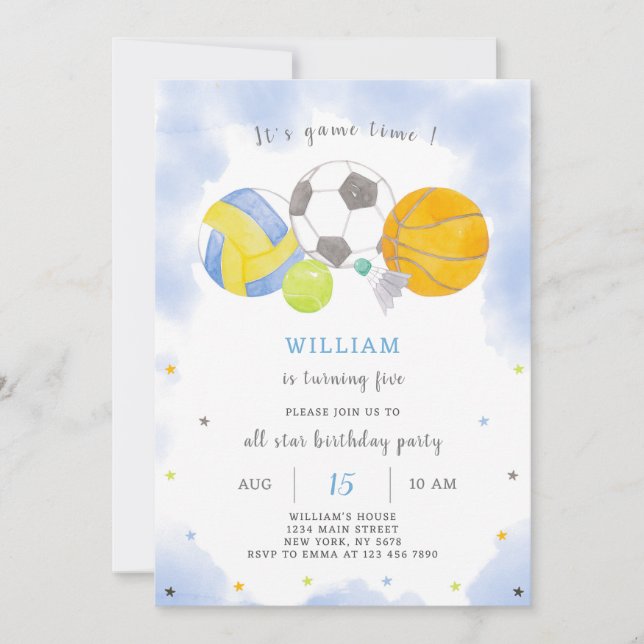Balls Sport Invitation Anniversaire (Devant)