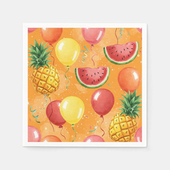  Balls, Watermelons, Pineapples, by Natasha Us   Napkin (Front)