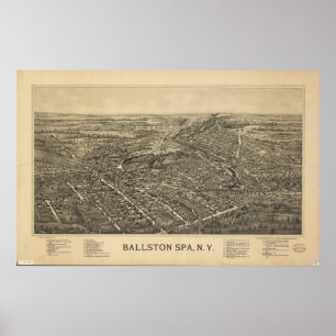Ballston Spa New York 1890 Antique Panoramic Map Poster
