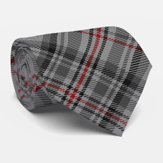 Balmoral Tartan Grey Black Red Royal Jubilee Tie (Rolled)