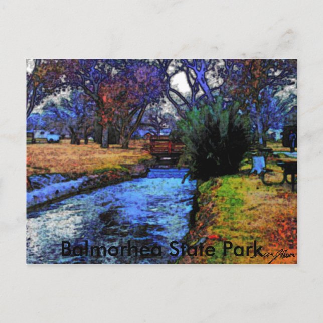 Balmorhea, Texas 001a, Balmorhea State Park Postcard (Front)