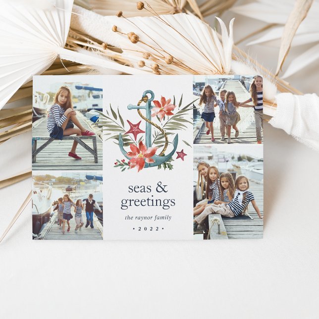 Balnéaire | Carte Collage photo de vacances côtièr (Créateur téléchargé)