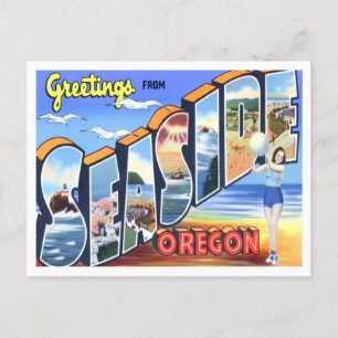 Balnéaire, Oregon Vintage Big Letters Carte postal
