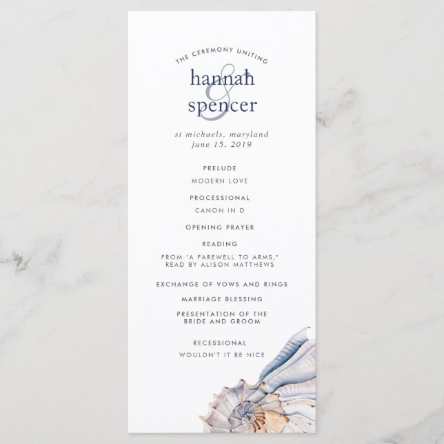 Balnéaire | Programme de mariage des coquillages n (Devant)