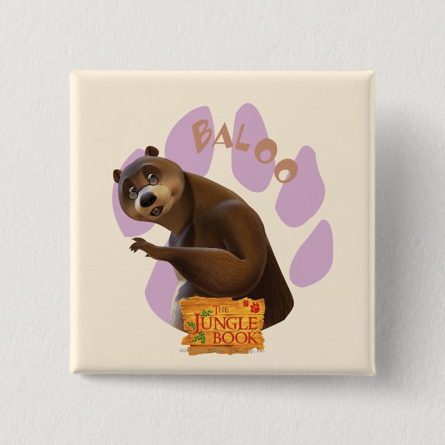 Baloo 1 2 inch square button (Front)