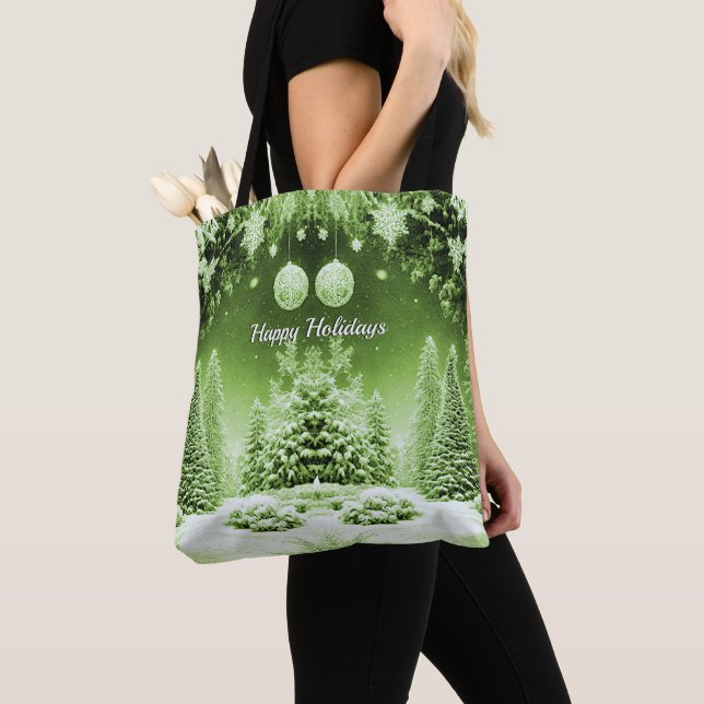 Bals de Noël des arbres verts Sac fourre-tout de v (De près)