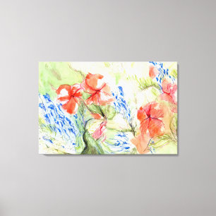 Balsam and Lobelia flowers Canvas Print