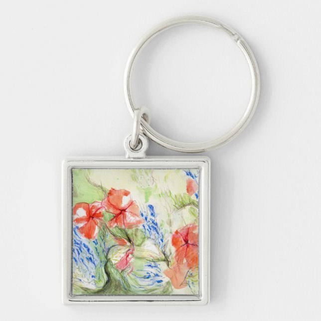 Balsam and Lobelia flowers Keychain (Front)