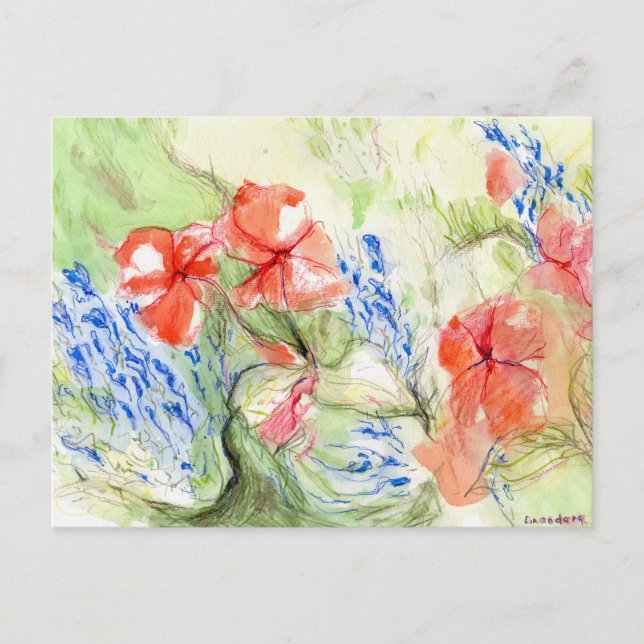Balsam and Lobelia flowers Postcard (Front)