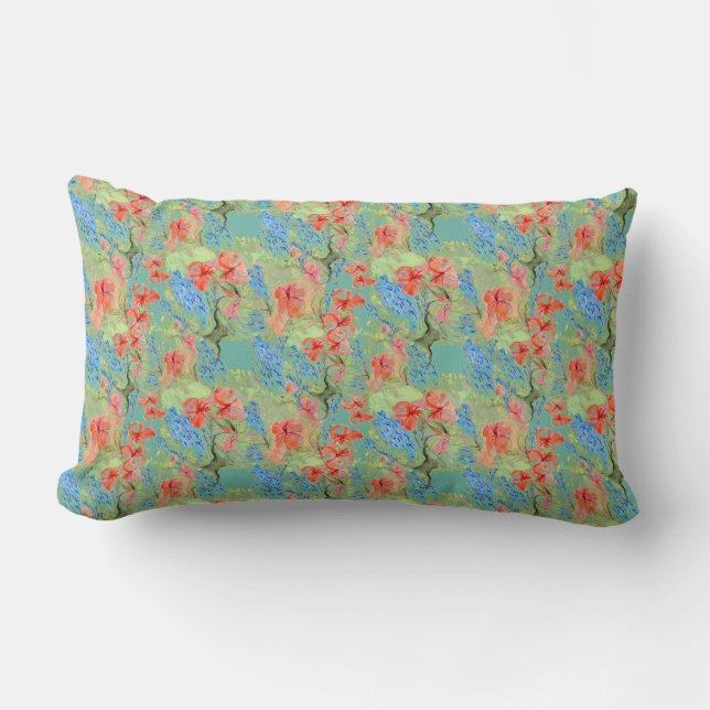 Balsam and Lobelia no 3 by Alexandra Cook Lumbar Pillow (Front)