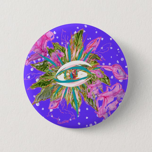 Balsam Flower Eye 2 Inch Round Button (Front)